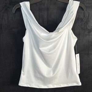 Chic White Drape Neck Camisole